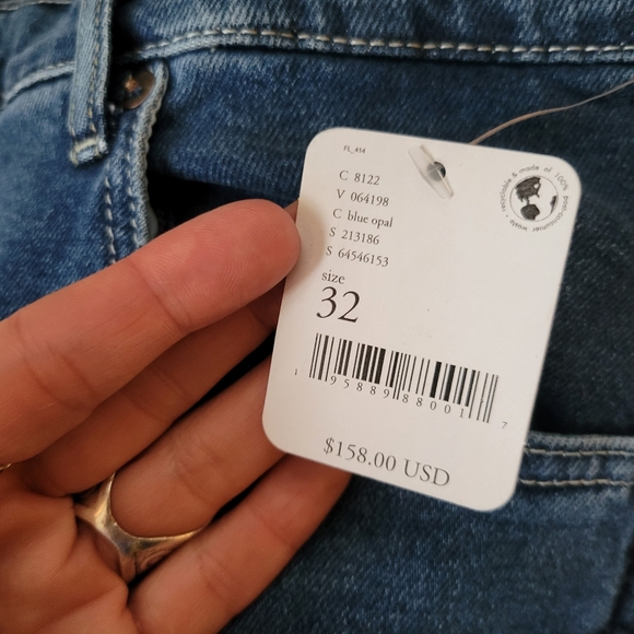 FREE PEOPLE BOYISH The Ricky Denim Stretch High-Rise Flare Jeans Blue - Picture 11 of 11